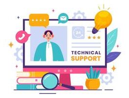 illustration-of-a-technical-support-system-featuring-software-development-customer-service-and-technology-help-in-a-flat-cartoon-background-vector